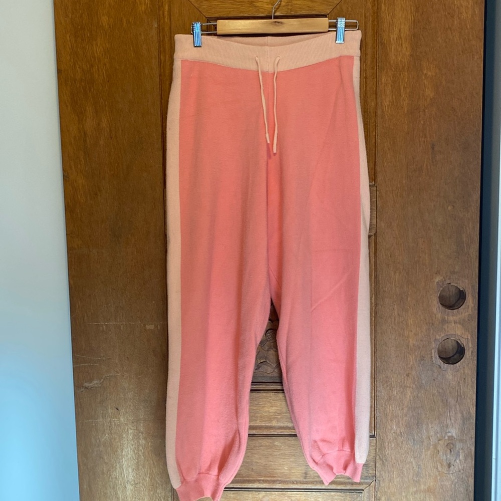 Indikah heavy knit sweat pant pink peach medium drawstring waist